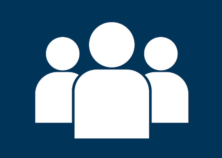 Three people on dark blue background