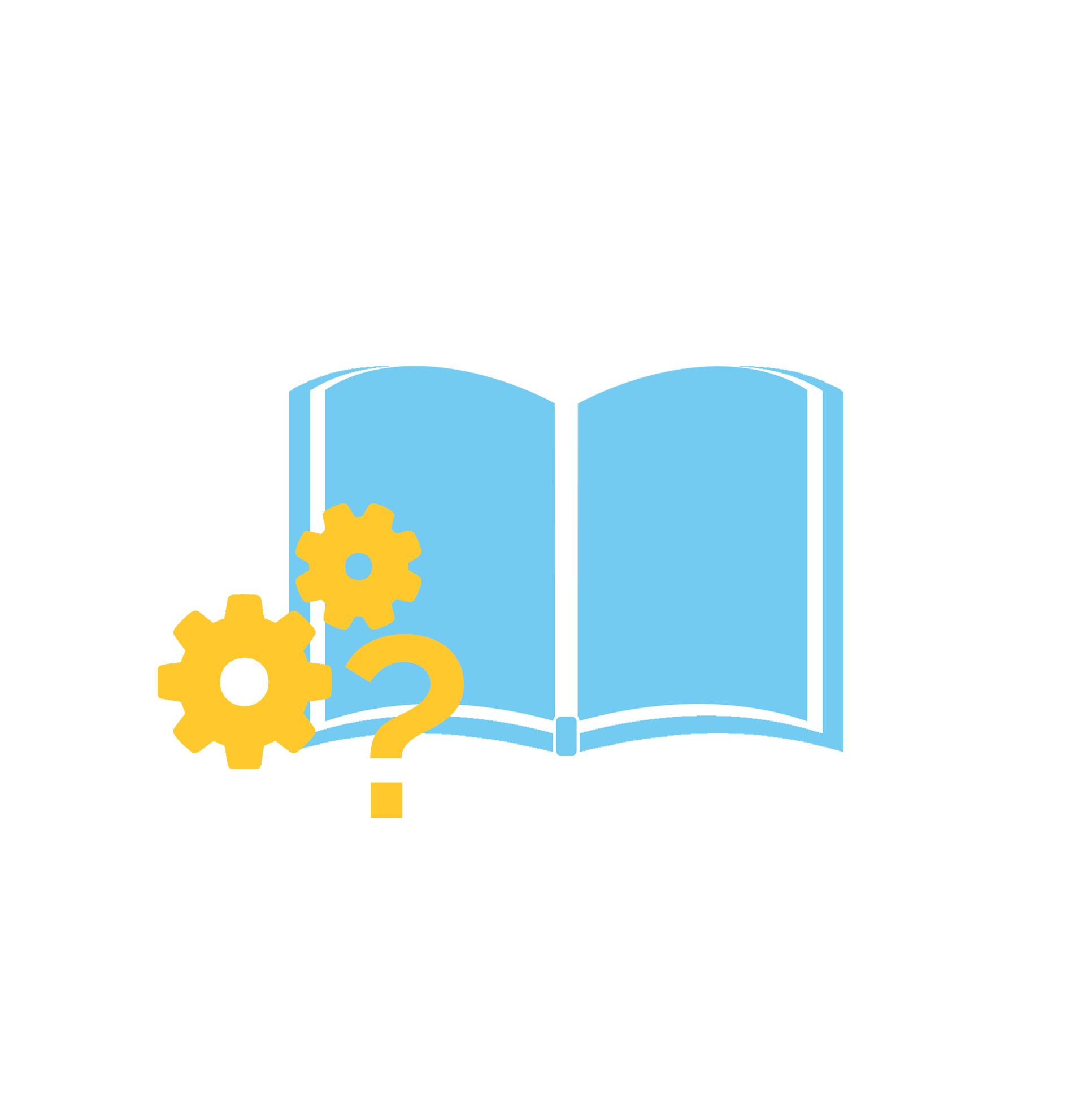 book with gears and question mark